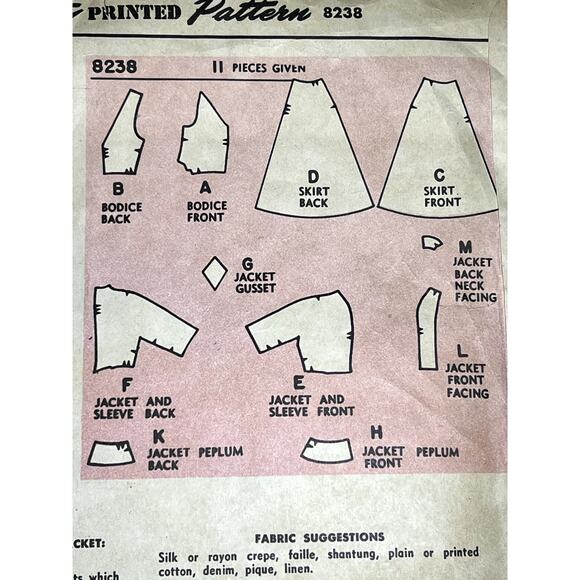 Simplicity 8238 pattern designer dress fit and flare jacket 1950s size 12 - Picture 5 of 8